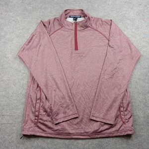 Devon Jones Sweater Mens Large Red Quarter Zip Pullover Performance‎ Athletic
